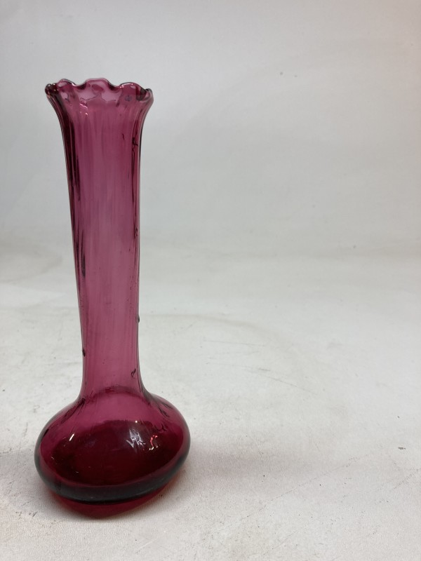 Cranberry glass bud vase