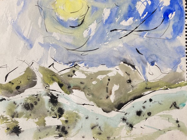 Original mountain scene watercolor by James Quentin Young