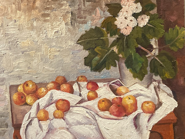 Original painting of oranges on a table