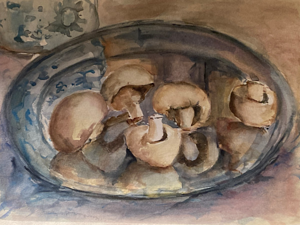 Original watercolor of mushrooms