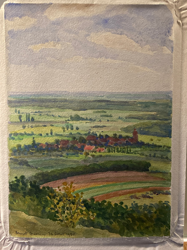 Original watercolor of French landscape