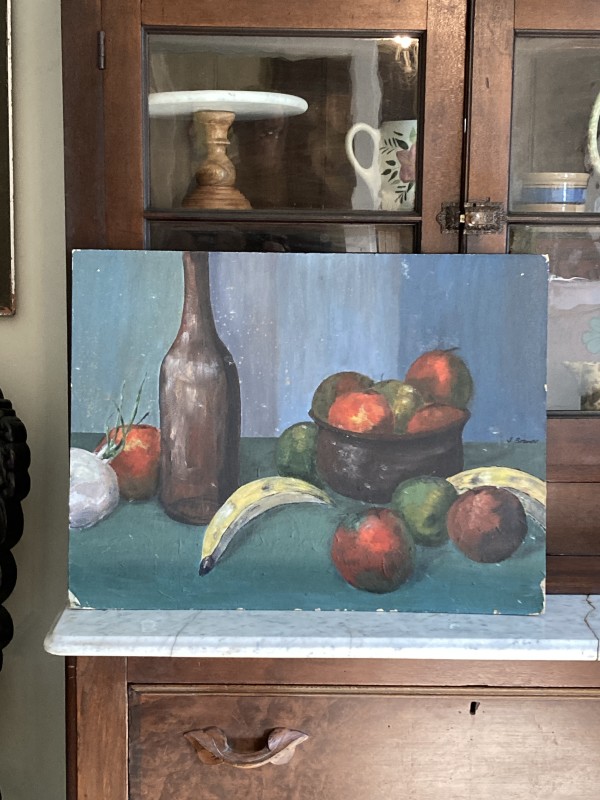 Original still life with fruit on board