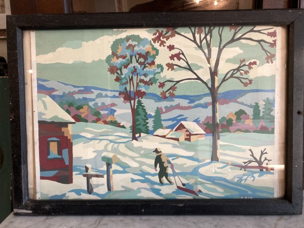 Framed paint by number winter sled