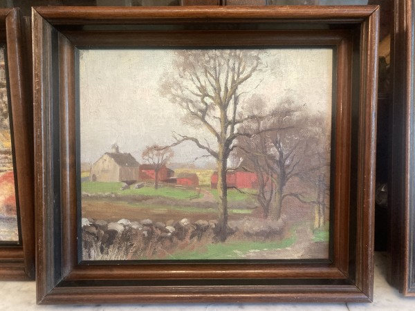 framed farm oil painting  by Carl G. T. Olson