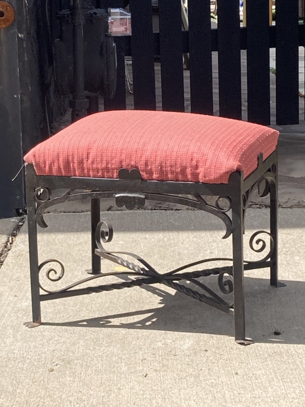 Wrought iron small ottoman or stool