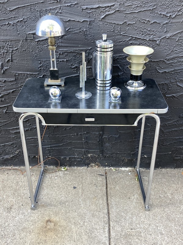 Art Deco Howell chrome entry table with drawer