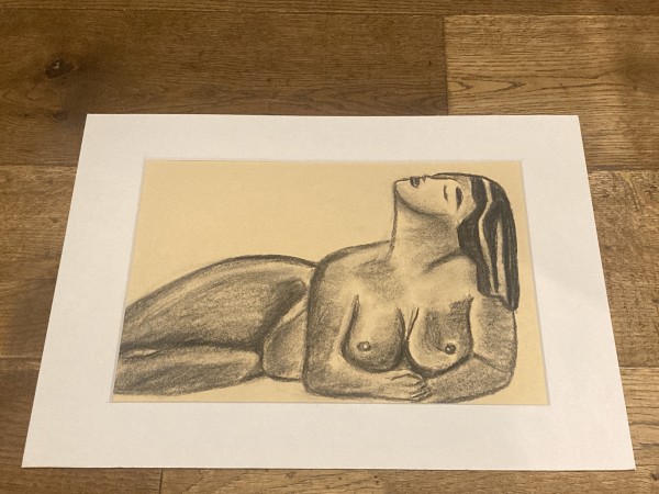 Original charcoal of nude woman