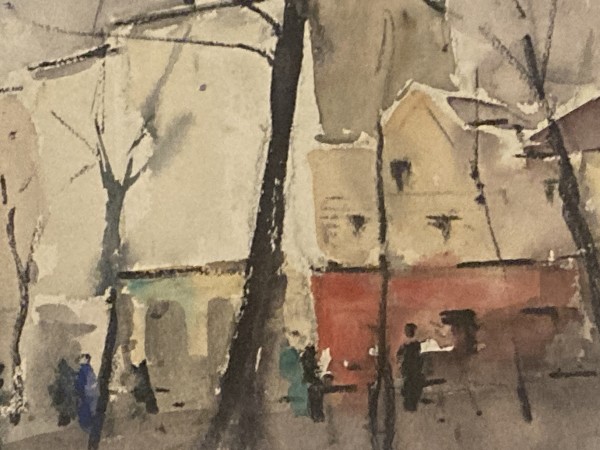 Original watercolor of a French street scene