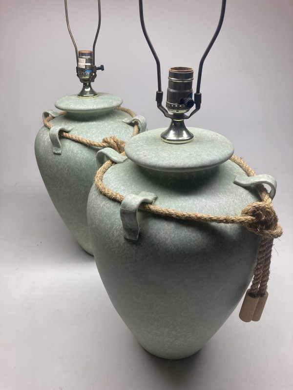 pair of post modern pottery lamps