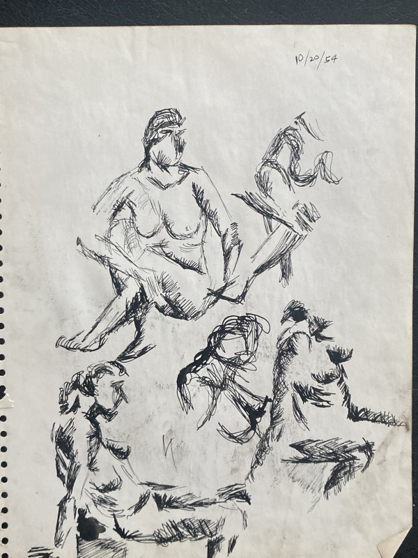 Ink drawing of nudes by James Quentin Young