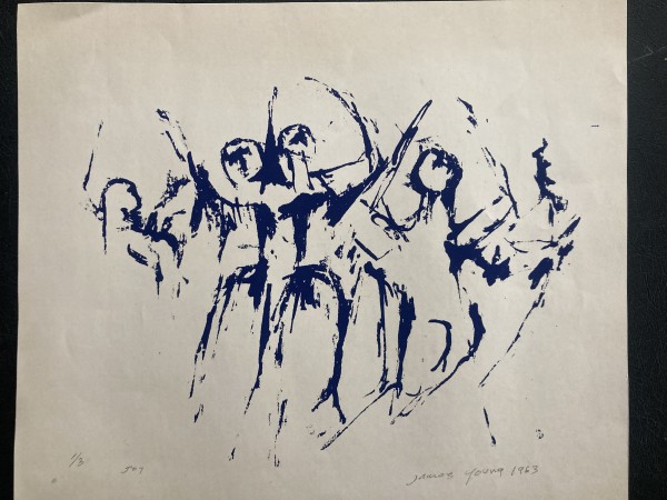 Abstract figural lithograph by James Quentin Young