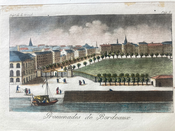 Hand colored engraving circa 1860's ~ Promenades de Bordeaux