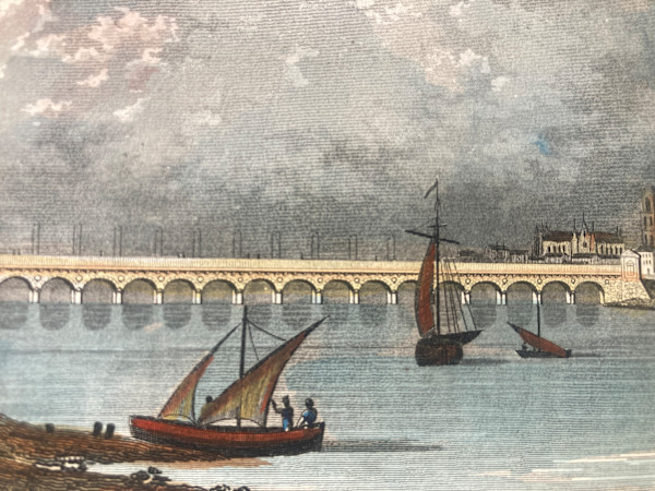 Hand colored engraving circa 1860's ~ Port de Bordeaux