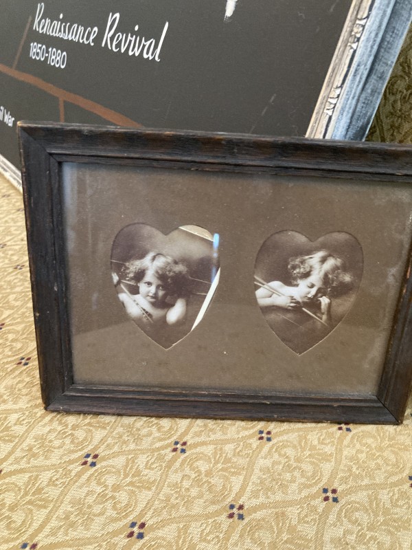 framed cherub photo lithograph