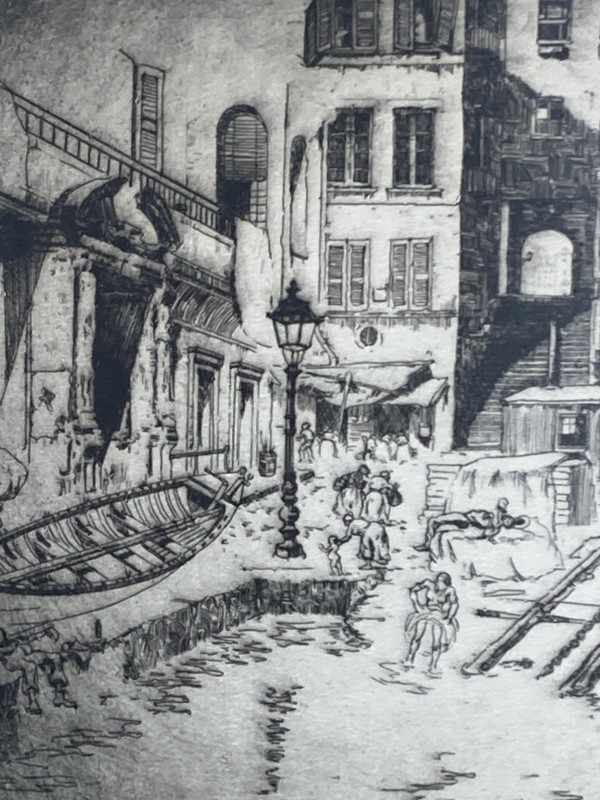 Dry Dock etching by Lionel Barrymore