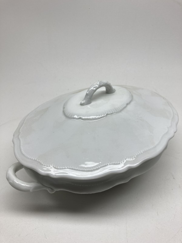Austrian white porcelain oval covered casserole