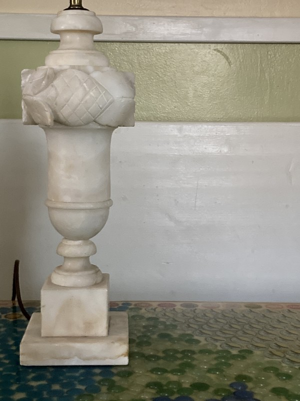 hand carved alabaster marble table lamp
