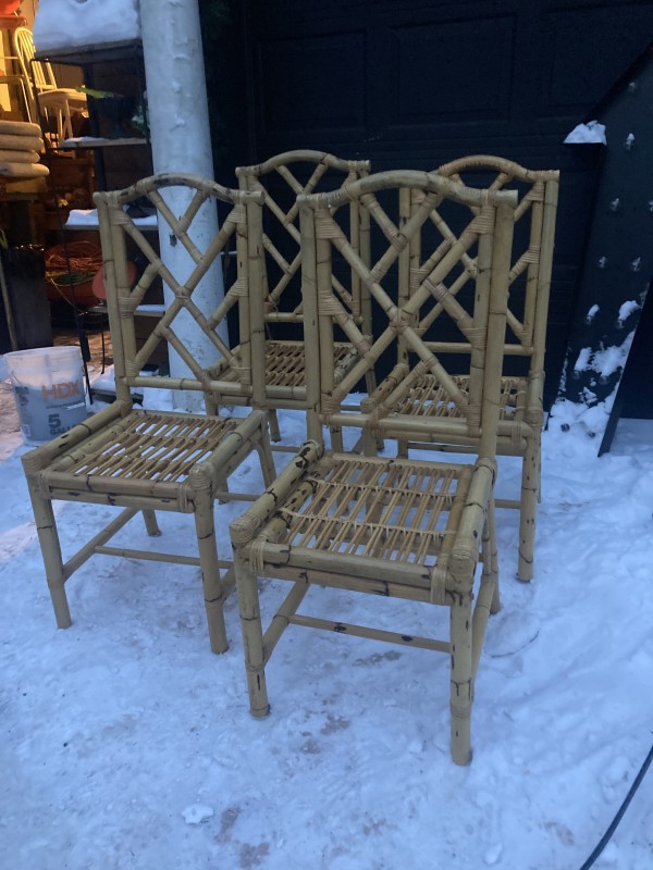 Set of 4 vintage bamboo dining chairs
