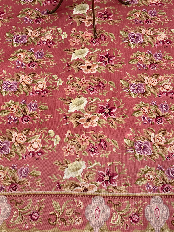 Embroidered large floral rug