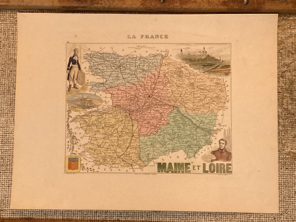 hand colored1830's  La France  map
