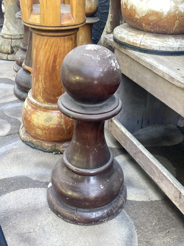 Hand carved teak chess piece ~ weathered dark Pawn