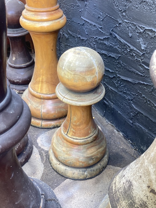 Hand carved teak chess piece ~  light Pawn