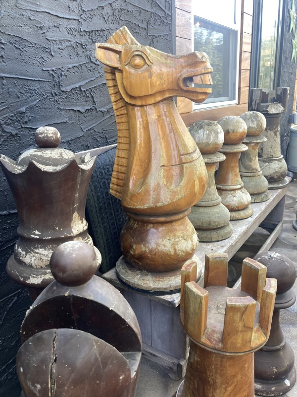 Hand carved teak chess piece ~ light knight