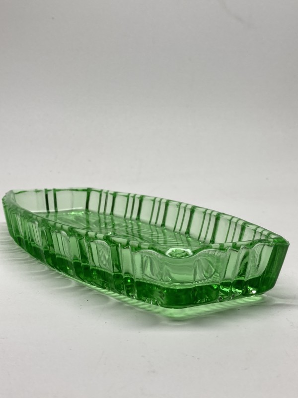 Green glass Art Deco tray