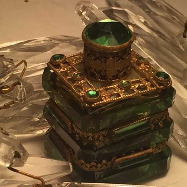 Czechoslovakian emerald perfume bottle
