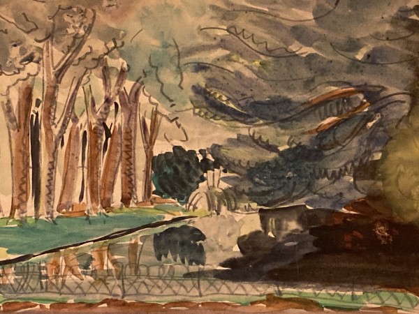 original watercolor of Paris park