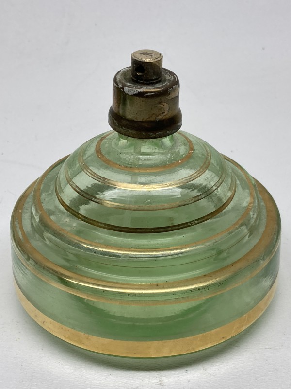 Green glass Art Deco Perfume bottle with spray