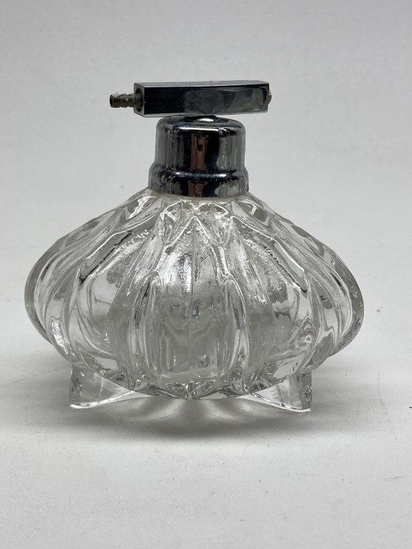 Clear glass Art Deco Perfume bottle with spray