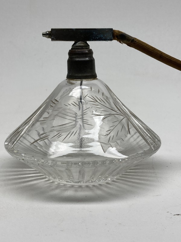 Clear glass Art Deco Perfume bottle with spray