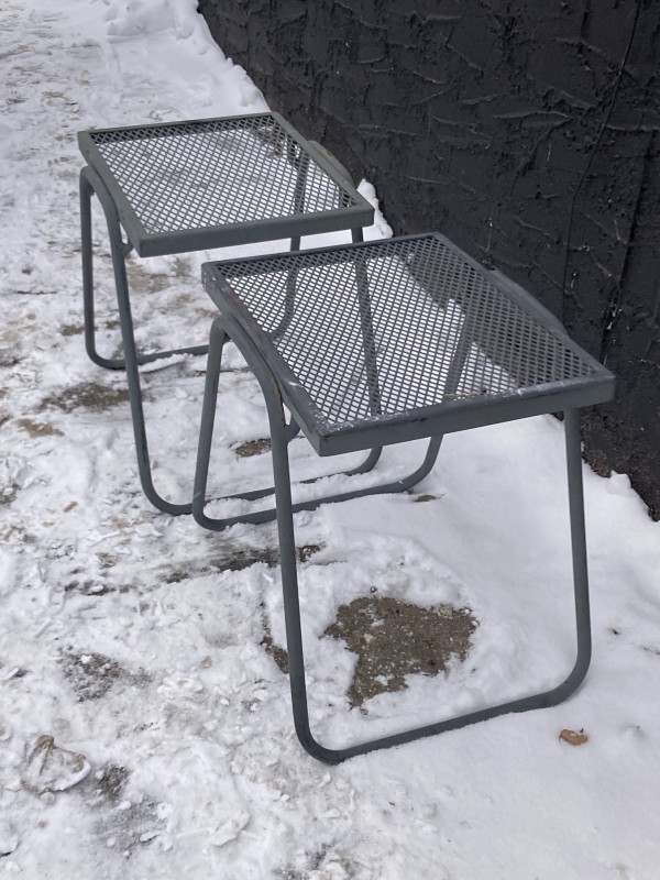 Pair of outdoor metal side tables