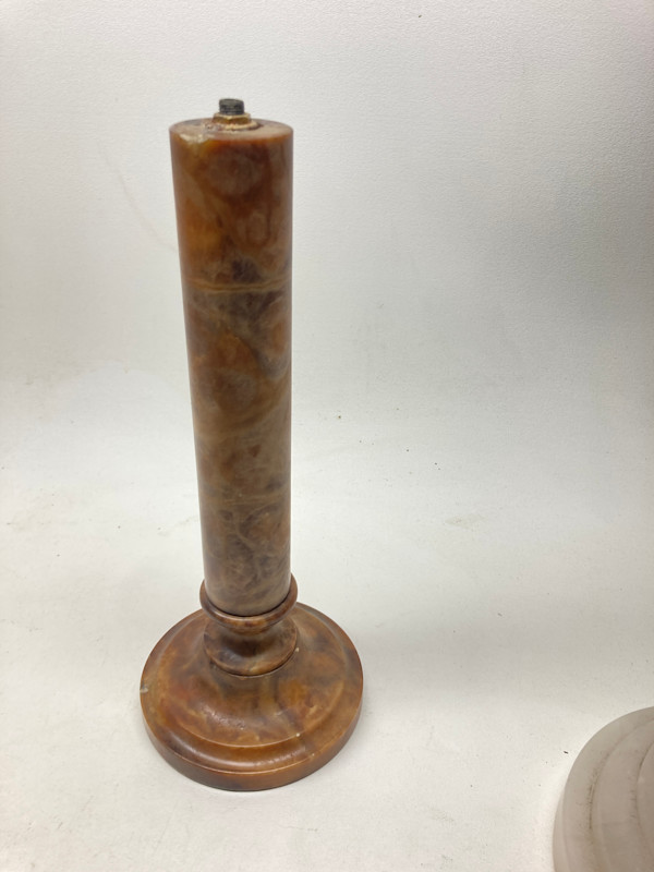 brown 12.5" marble pillar table lamp base