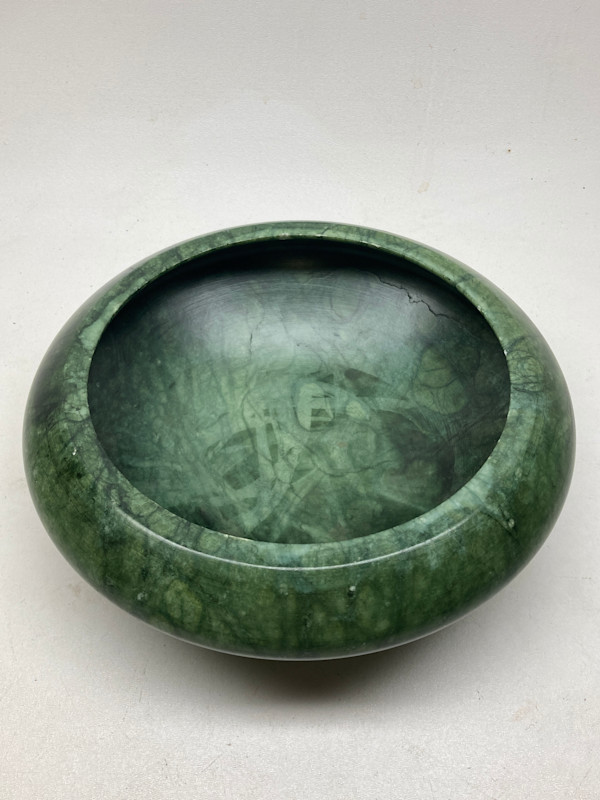 Green marble 10.5" low bowl