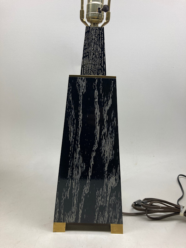 black 1950's table lamp with brass accents