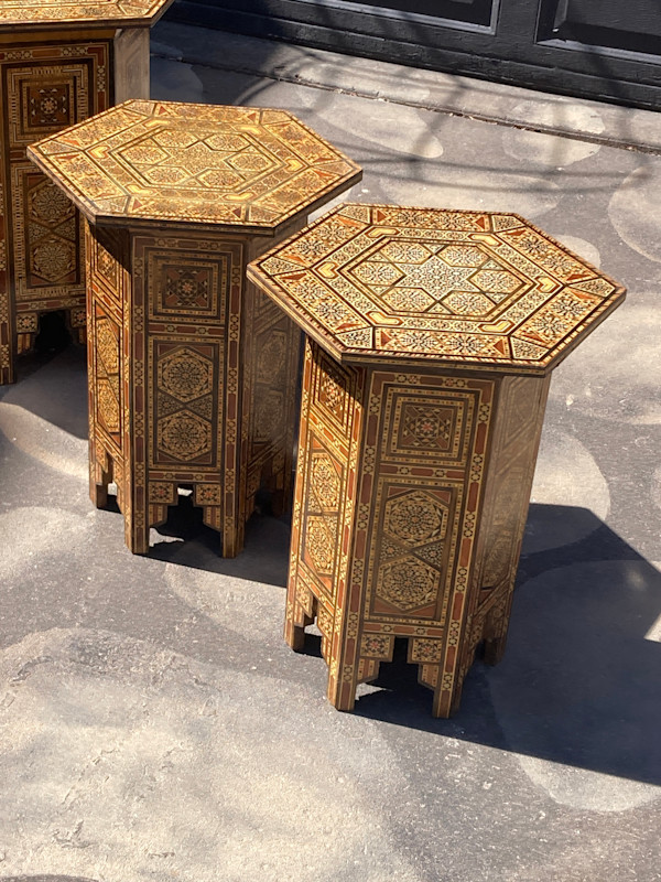 pair of Inlaid vintage moroccan