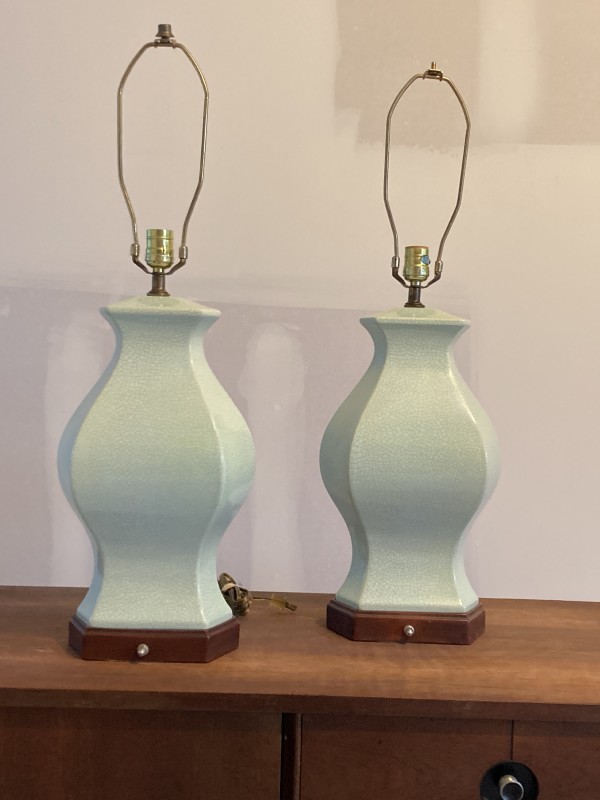 Pair of Celedon table lamps