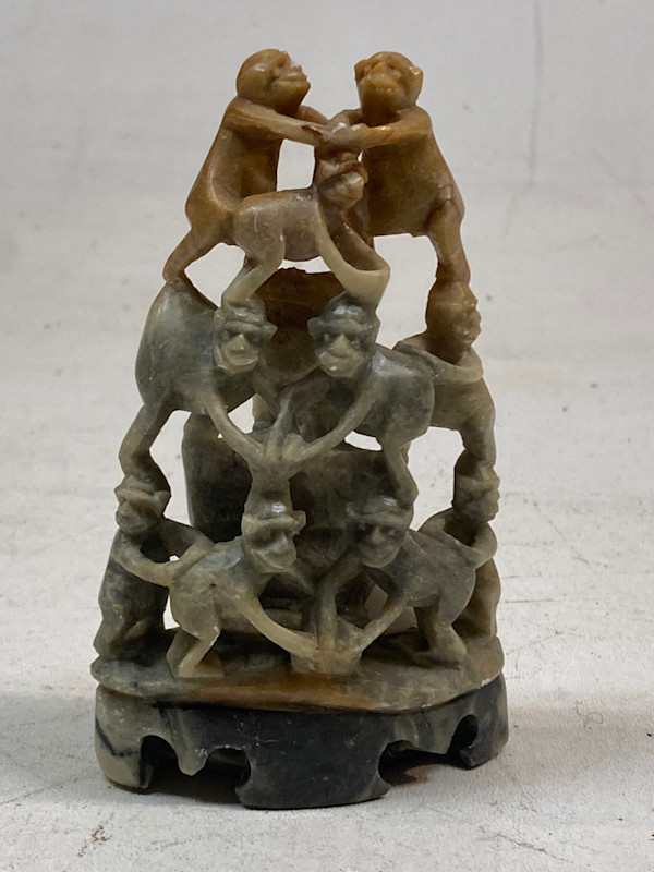 Carved monkey soapstone sculpture