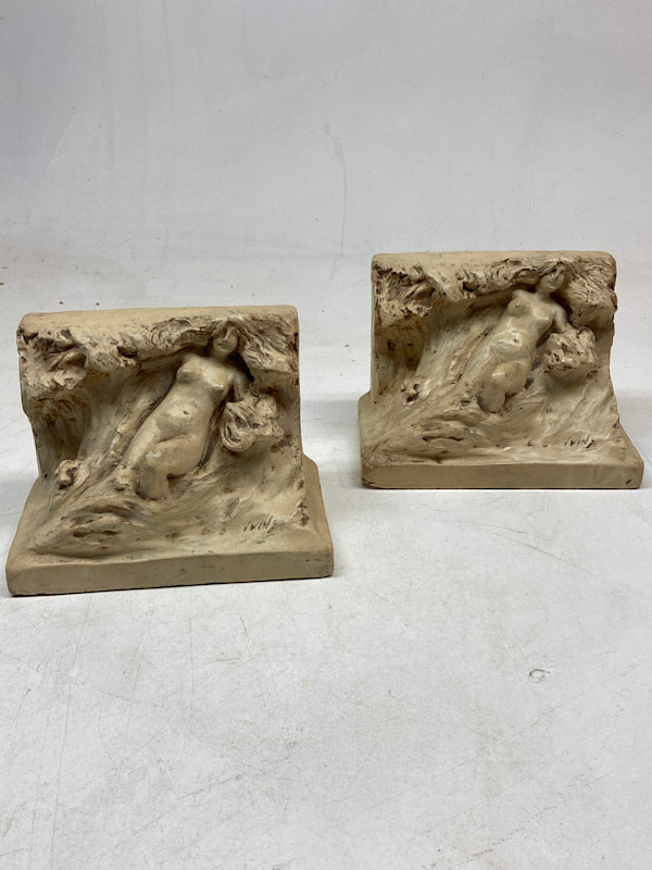 Art Nouveau plaster bookends