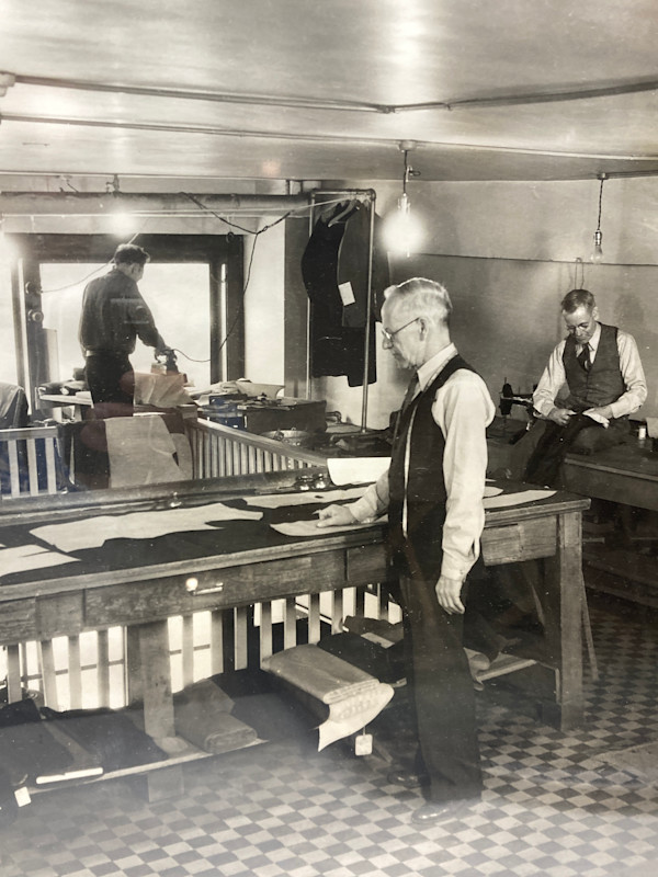 Framed vintage photograph of clothier