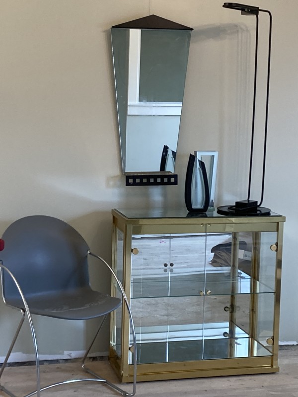 Brass and mirrored low cabinet