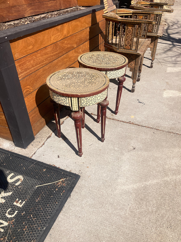 Pair of inlaid tables