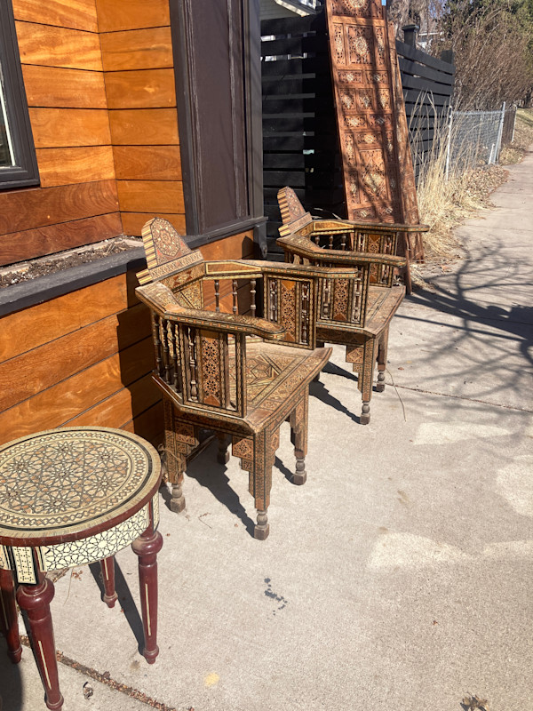 Pair of inlaid moroccan chairs
