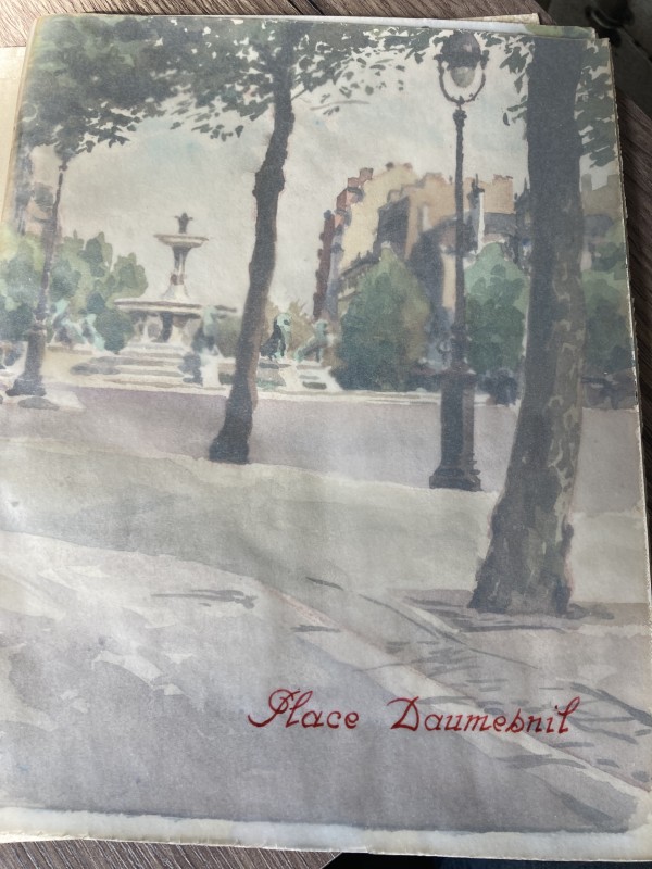 Vintage watercolor circa 1940's Paris ~ Place Daumsnil