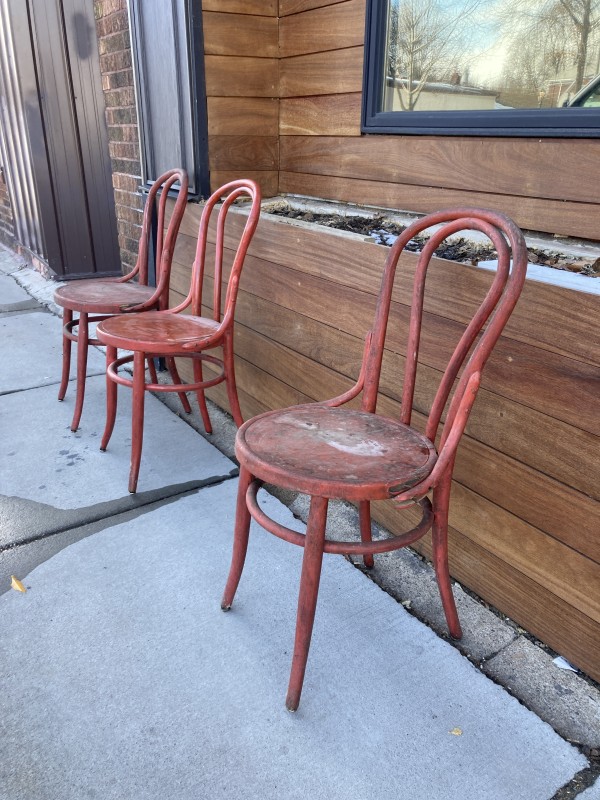 3 painted bentwood chairs