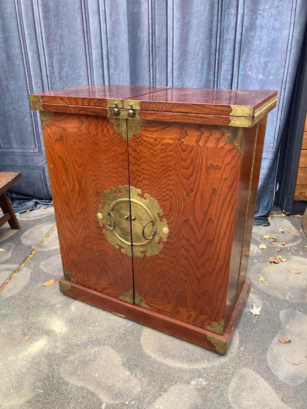 Asian liquor cabinet retractable bar