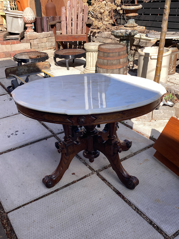 Oval marble top table