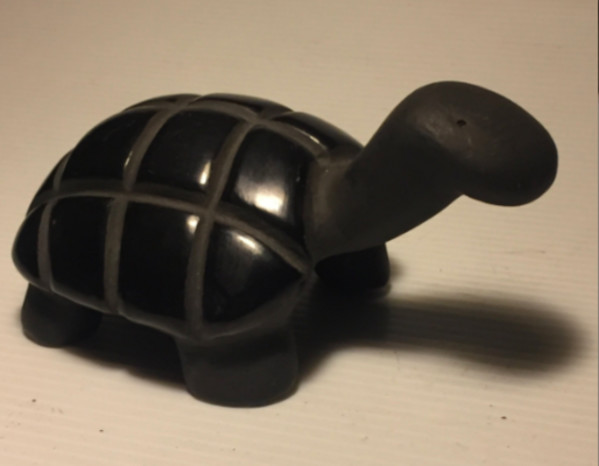 Small hand made black ware turtle
